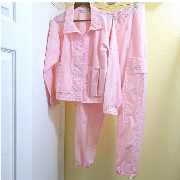 Pierre Cardin Pants - Vintage Pierre Cardin Pink Tracksuit Set Jacket Cargo Joggers Womens Medium